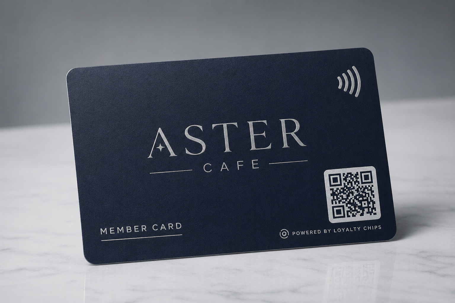 Aster Cafe demo reward card and customer claim preview.
